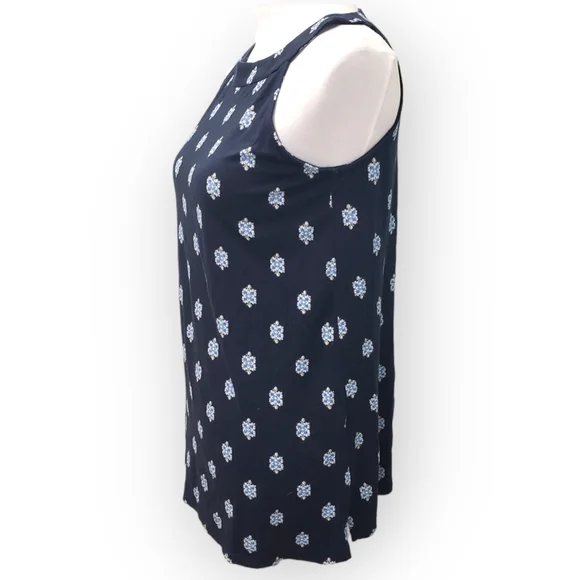 J. Jill Halter Neckline Sleeveless Tunic Navy Tile Print Size Small Petite - Picture 3 of 8